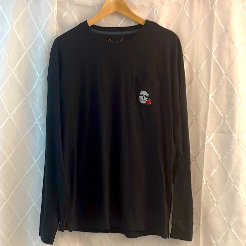 Robert Graham Scottsdale Skull Rose Black Long Sleeve Tee Size Large